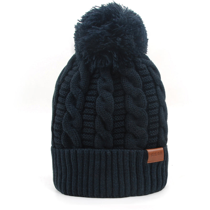 Gsou Snow Adult Winter Warm Knit Hat Crochet Hairball Beanie Cap