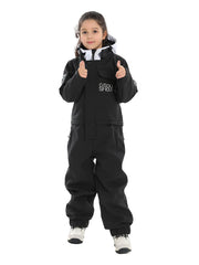 Gsou Snow Kid's Black Ski Suit One Piece Snowsuits Waterproof Ski Jumpsuits