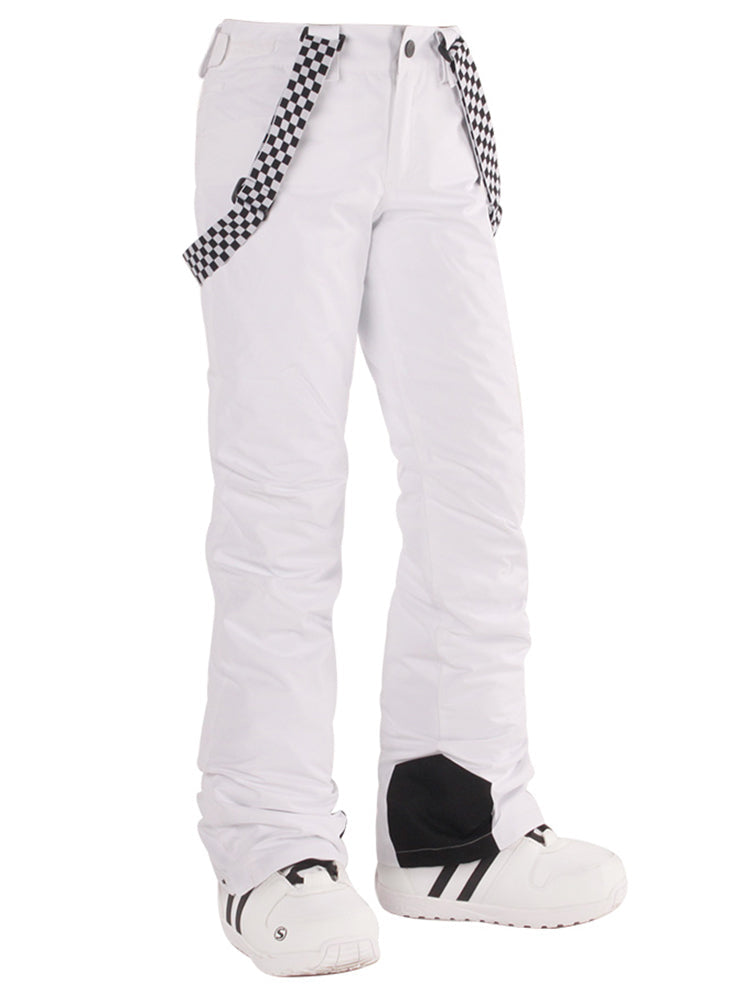 SMN Women's Highland Bib Snowboard & Ski White Pants
